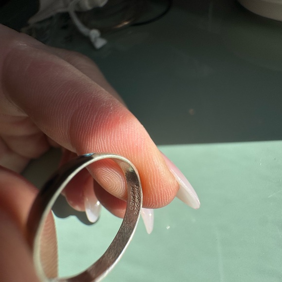 925 Sterling silver MEXICO turquoise inlay dainty ring - Picture 9 of 12